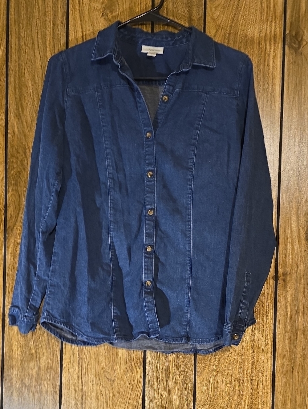 J. Jill Dark Blue Button-Down Denim Shirt